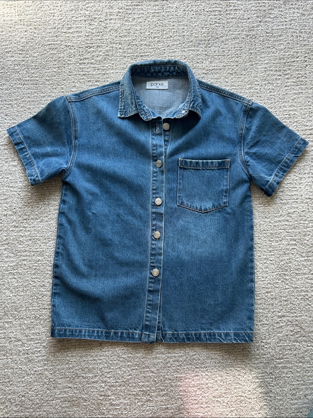 NWOT Parke Short Sleeve Denim Top
